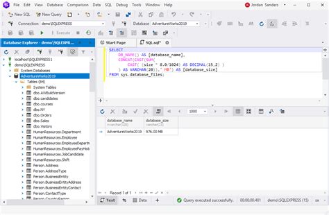 Server Objects SQL に対する画像結果