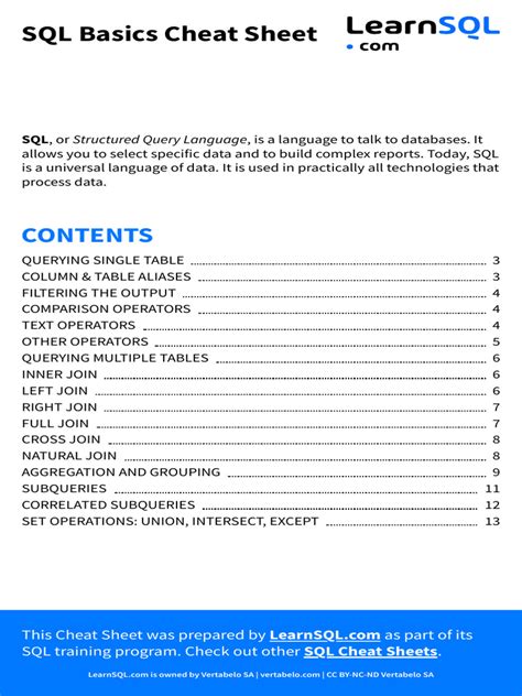 Image result for SQL Fact Sheet PDF