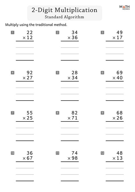 Afbeeldingsresultaten voor Double-Digit Multiplication Worksheets and Answers