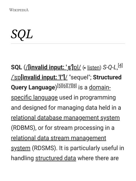 Image result for Wikipedia SQL