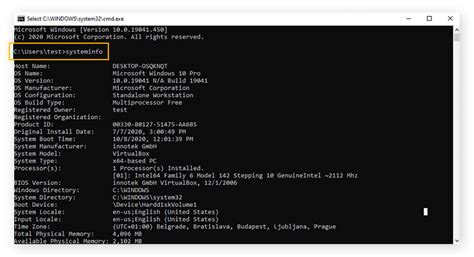 Toradh íomhá ar Cmd Specs Command