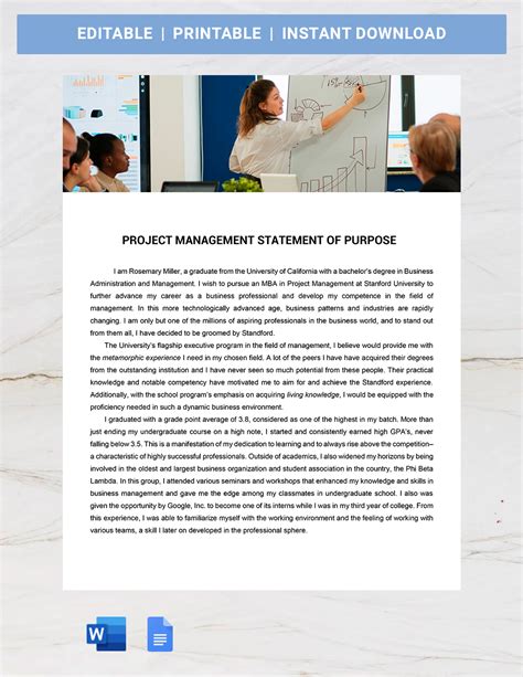Project Management Statement Examples に対する画像結果