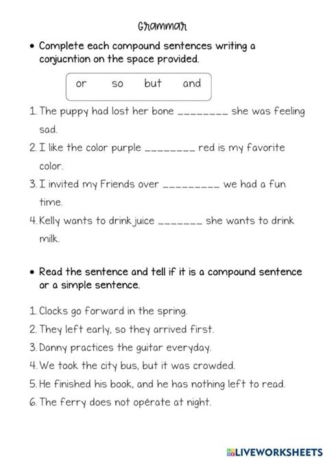 Writing Compound Sentences Worksheet に対する画像結果
