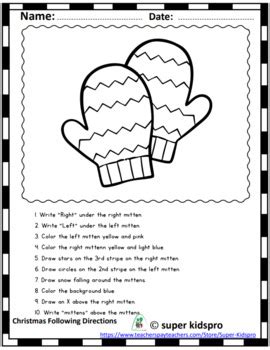 Christmas Follow Directions Worksheet に対する画像結果