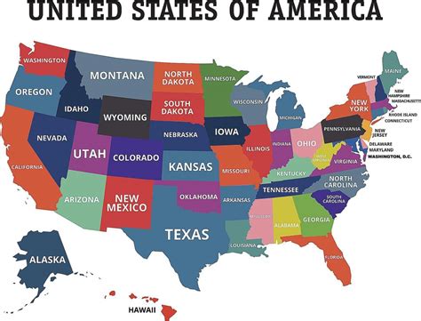 Image result for Map of Us by State