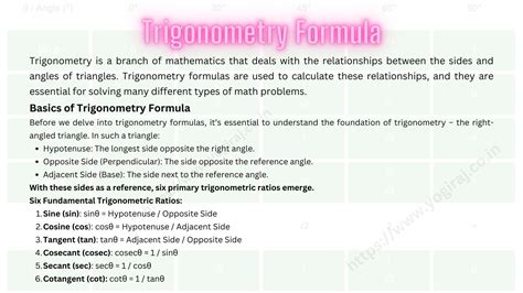 Image result for Trigonometry Formula Examples