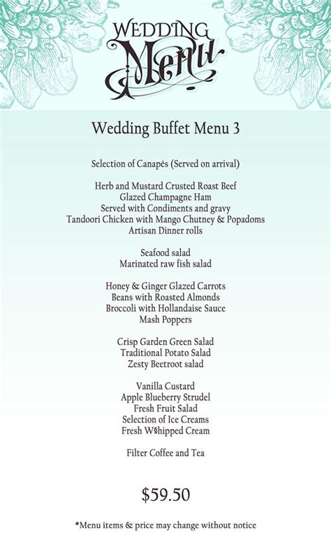 Afbeeldingsresultaten voor Sample Wedding Buffet Menu
