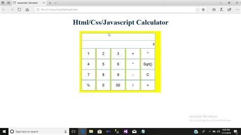 Toradh íomhá ar Basic Calculator Image HTML