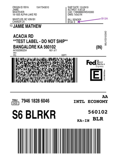 Toradh íomhá ar FedEx Label Print Example