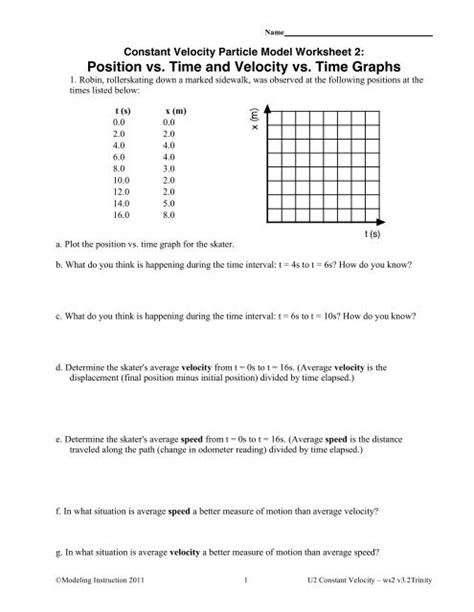 Toradh íomhá ar Position Time Graph Physics Worksheet Easy