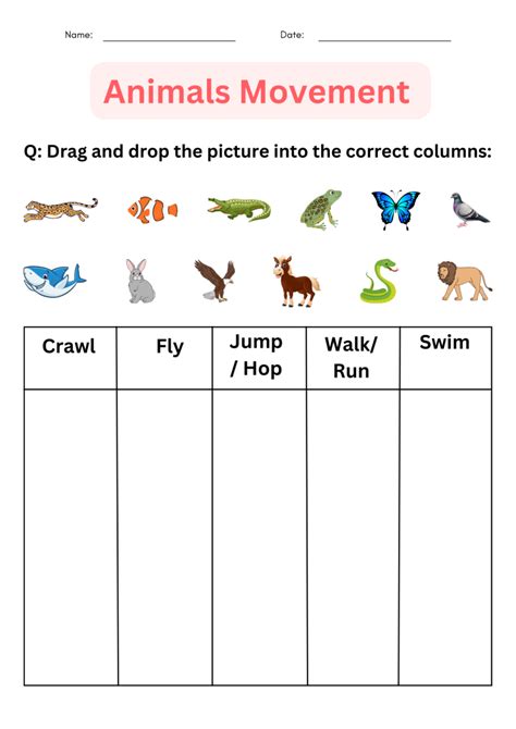 Image result for How Animals Move Worksheet