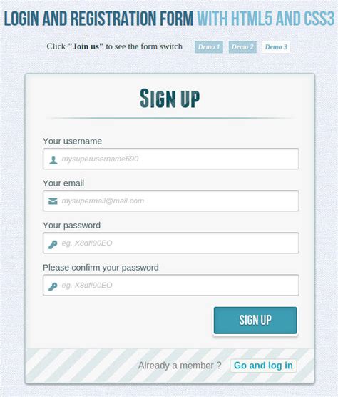 Image result for Sample Sign Up for HTML