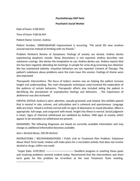 Toradh íomhá ar Substance Abuse Progress Notes Examples