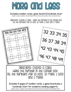 More and Less Math Game with Number Cards by Lisa Sadler | TpT