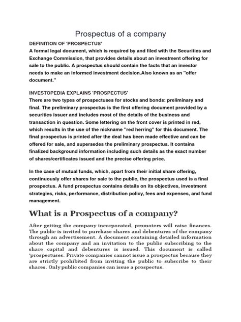 Image result for Prospectus Example