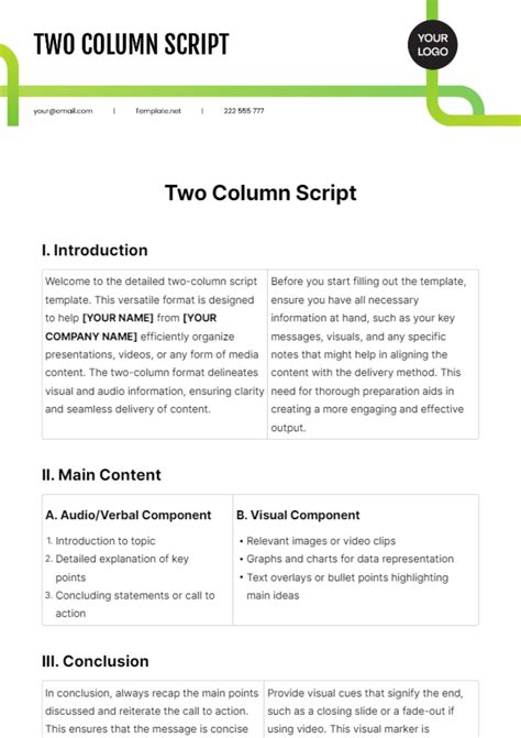 Two-Column Av Script Template に対する画像結果