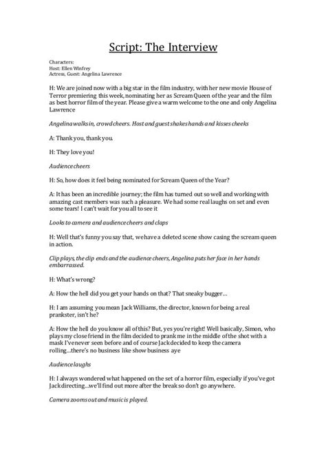 Toradh íomhá ar Draft TV Interview Script