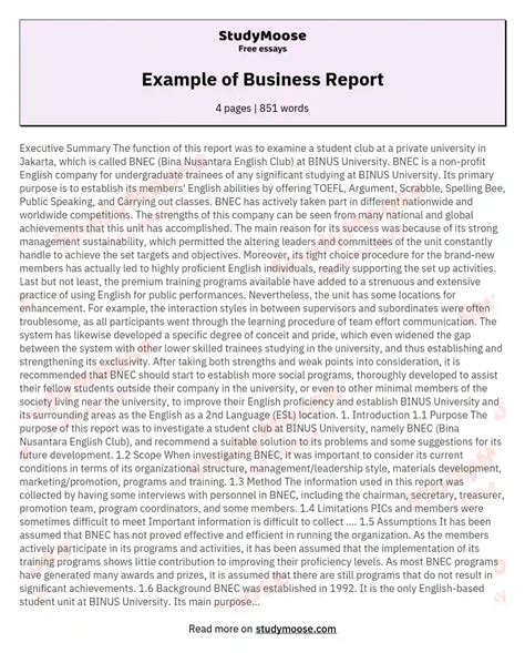 Business Report College Example に対する画像結果
