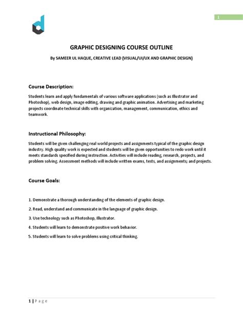 Image result for Graphic Design Course Outline PDF