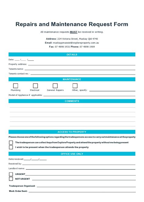 Image result for Maintenance Work Order Request Form