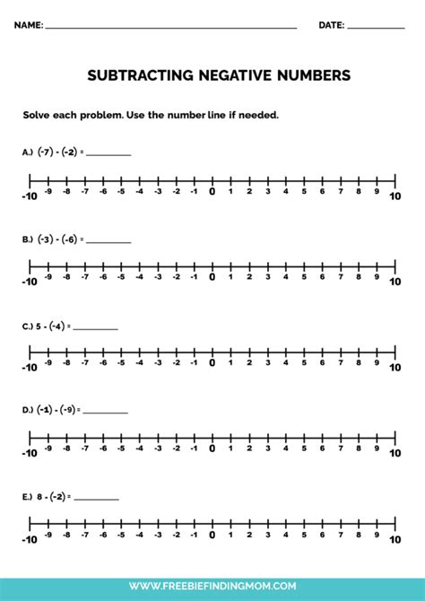Image result for Negative Numbers On a Number Line Worksheet