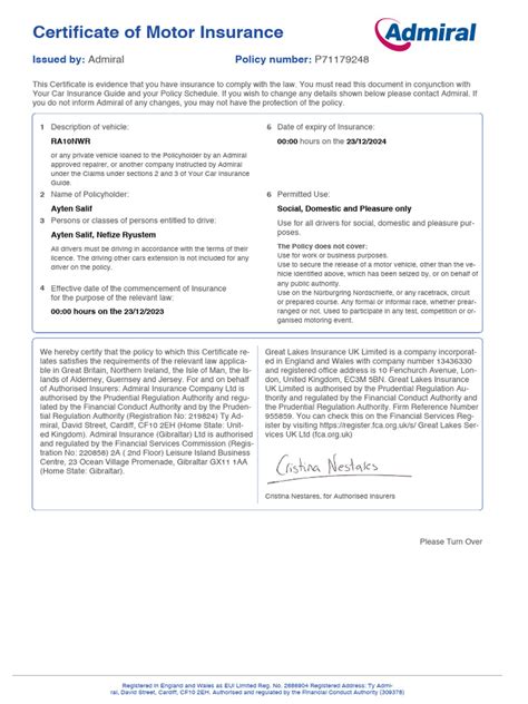 Image result for Auto Insurance Certificate Sample