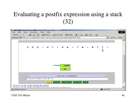 Toradh íomhá ar Postfix Expression Examples