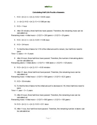 Calculating Half-Life Problems Worksheet に対する画像結果