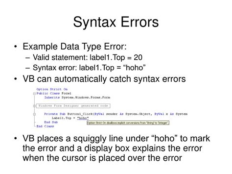 Syntax Error Visual Basic に対する画像結果