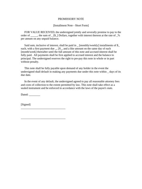 Image result for Short Promissory Note Sample