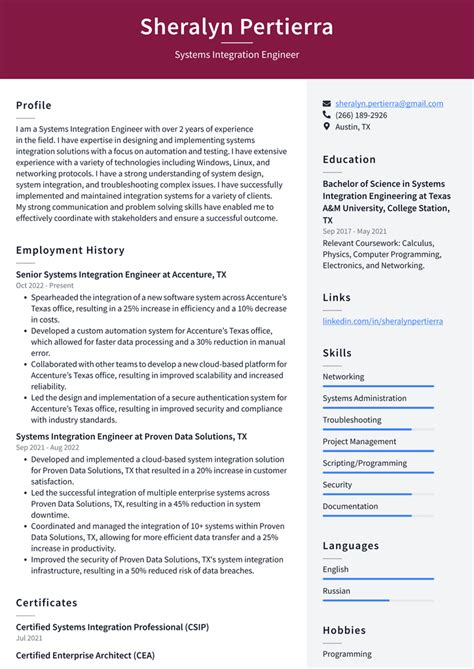 Toradh íomhá ar Integration Support Engineer Resume Examples