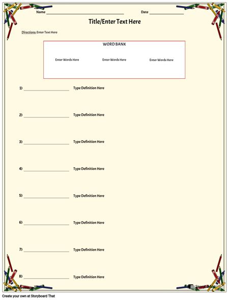 Image result for Definitions Worksheet