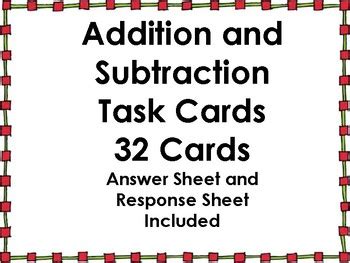 Image result for Adding and Subtracting Task Cards