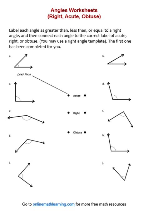 Different Types of Angles Worksheet に対する画像結果