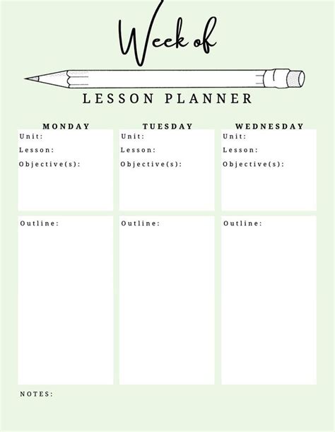 Image result for Weekly Lesson Planner Template