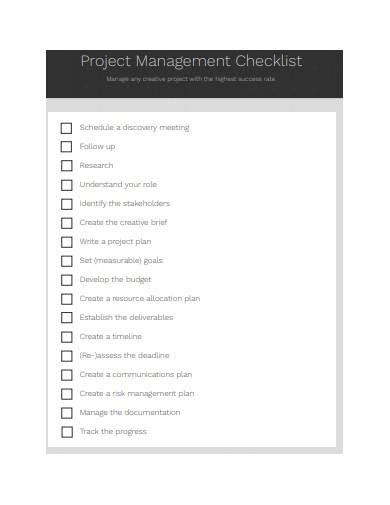Afbeeldingsresultaten voor Free Project Management Checklist Template