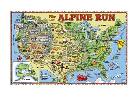 Image result for Map of the United States with Major Attractions