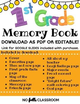 Image result for First Grade Memory Book