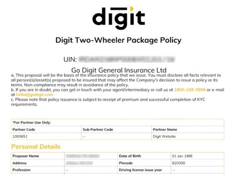 Afbeeldingsresultaten voor Go Digit Two-Wheeler Clam Form
