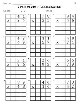 Image result for Place Value Multiplication Grid 2-Digit