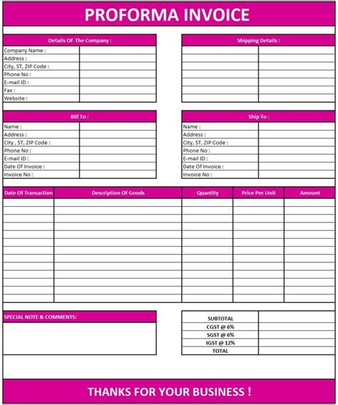 Proforma Invoice Excel に対する画像結果