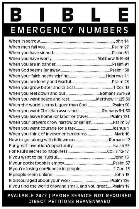 Image result for Bible Emergency Numbers Quick Reference Guide