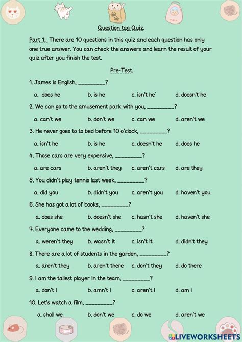 Image result for Question Tags Exercises Online Test