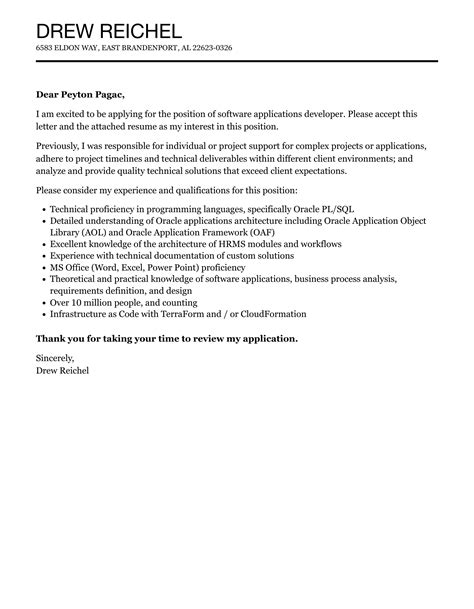 Image result for Cover Letter Format for Software Developer