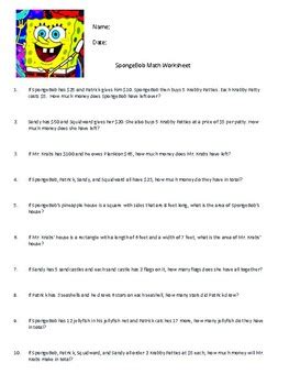 Afbeeldingsresultaten voor Spongebob Math Worksheets