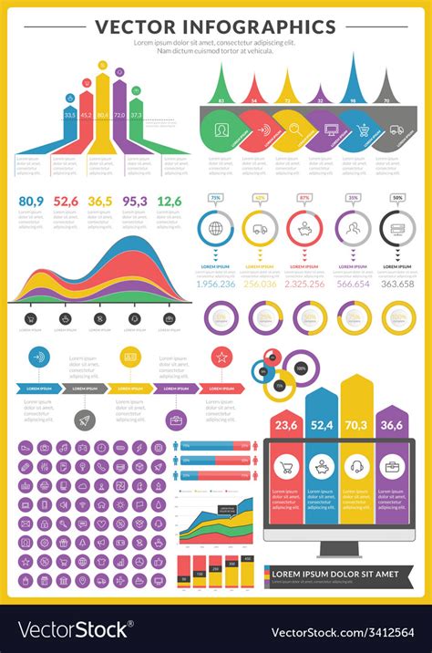 Big pack of data visualization infographics Vector Image