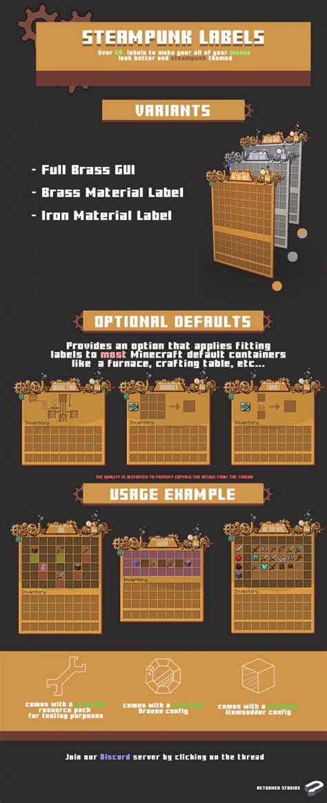 Toradh íomhá ar Steampunk Texture Pack Minecraft GUI