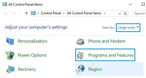 Afbeeldingsresultaten voor Control Panel Programs and Features App