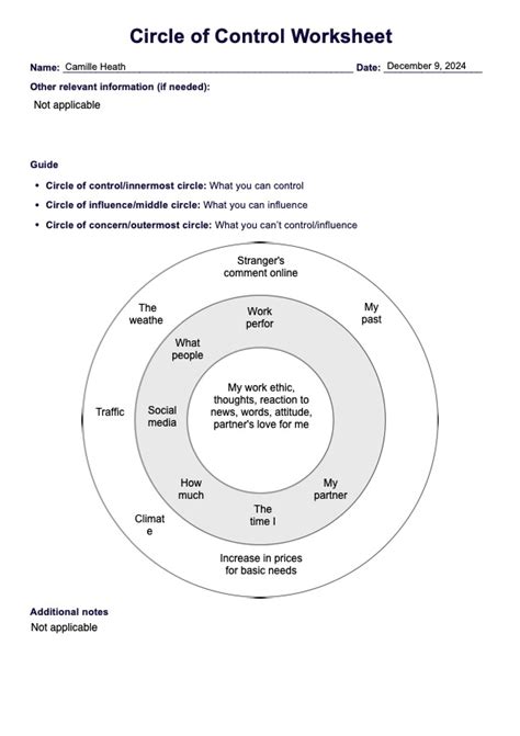 Circle of Control Printable Worksheet に対する画像結果