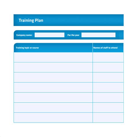 Toradh íomhá ar Training Program Plan Template